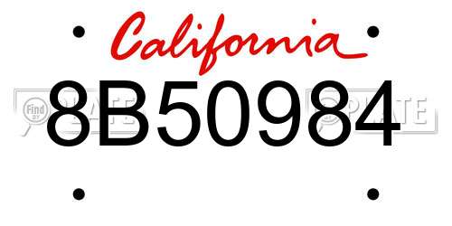 8B50984 California License Plate