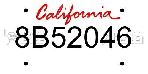 8B52046 California License Plate