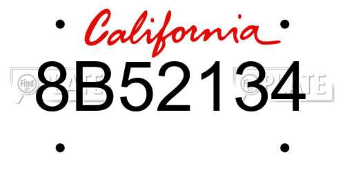 8B52134 California License Plate
