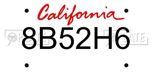 8B52H6 California License Plate