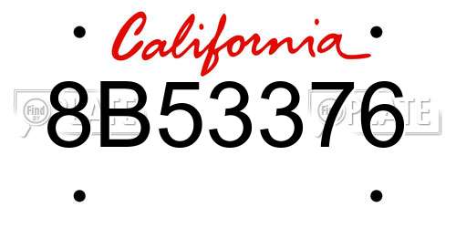 8B53376 California License Plate