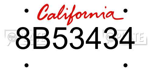 8B53434 California License Plate