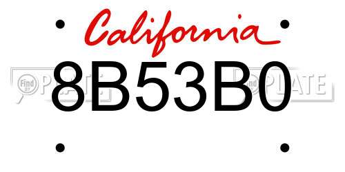 8B53B0 California License Plate