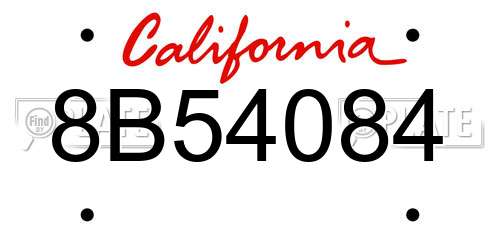8B54084 California License Plate