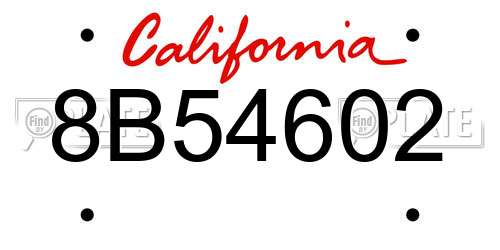 8B54602 California License Plate