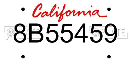 8B55459 California License Plate