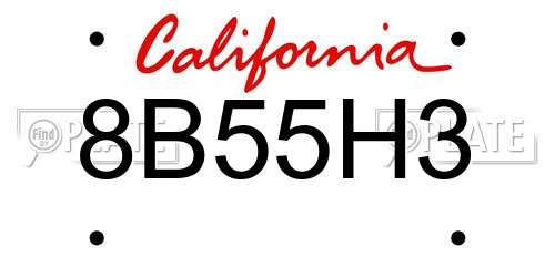 8B55H3 California License Plate
