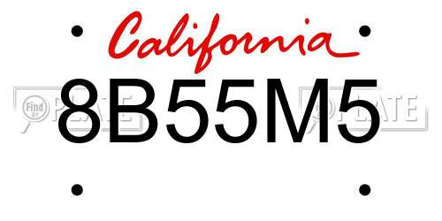 8B55M5 California License Plate