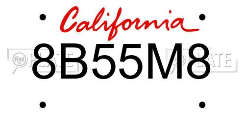 8B55M8 California License Plate