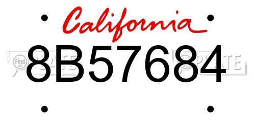 8B57684 California License Plate