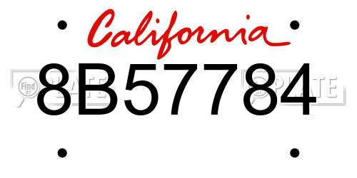 8B57784 California License Plate