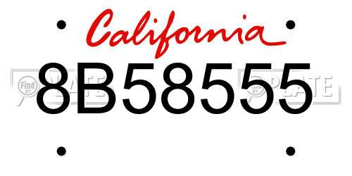 8B58555 California License Plate