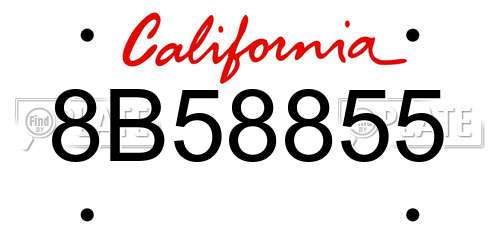 8B58855 California License Plate