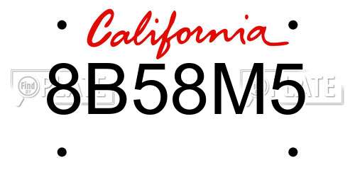8B58M5 California License Plate