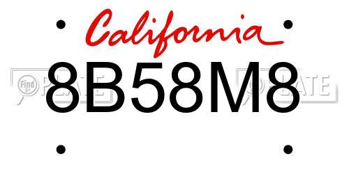 8B58M8 California License Plate