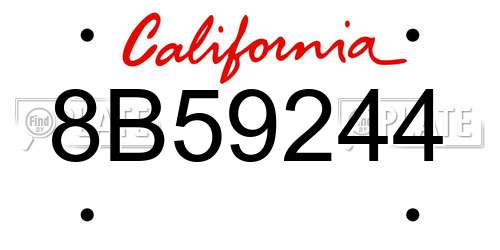 8B59244 California License Plate