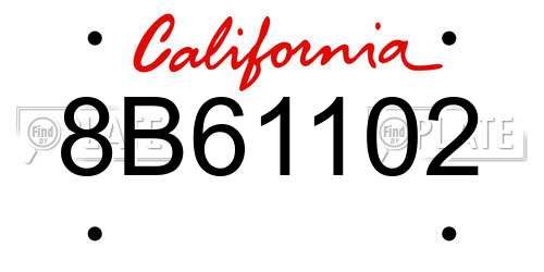 8B61102 California License Plate