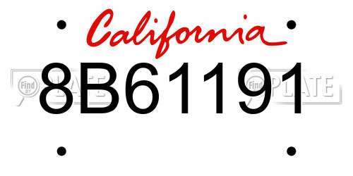 8B61191 California License Plate