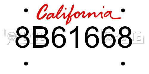 8B61668 California License Plate