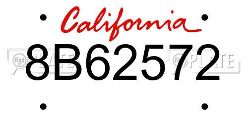 8B62572 California License Plate