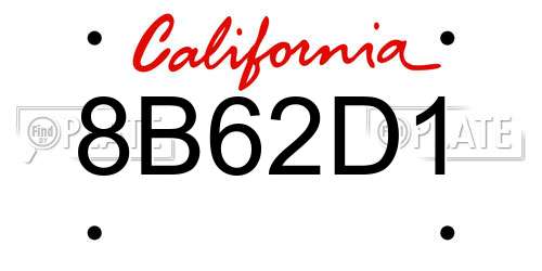 8B62D1 California License Plate
