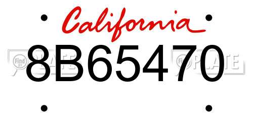 8B65470 California License Plate