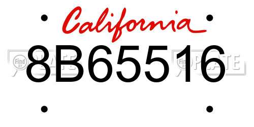 8B65516 California License Plate