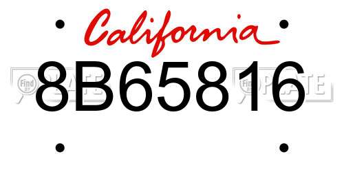 8B65816 California License Plate
