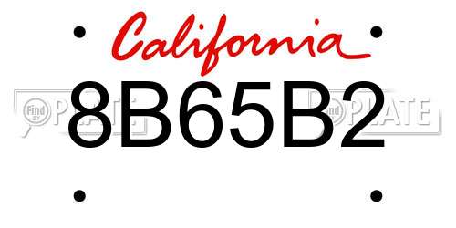 8B65B2 California License Plate