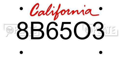 8B65O3 California License Plate