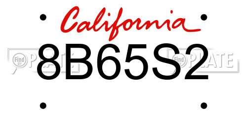 8B65S2 California License Plate