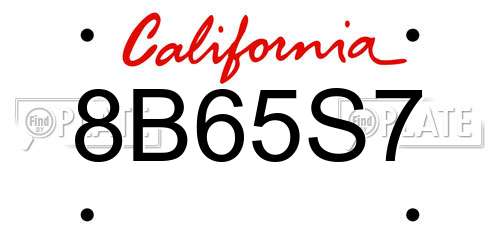 8B65S7 California License Plate