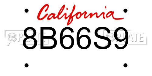 8B66S9 California License Plate