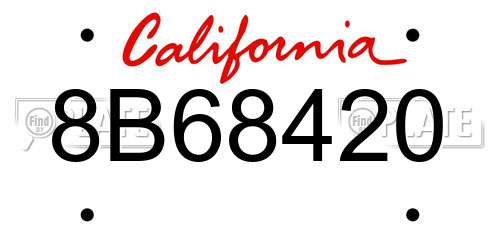 8B68420 California License Plate