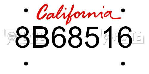 8B68516 California License Plate