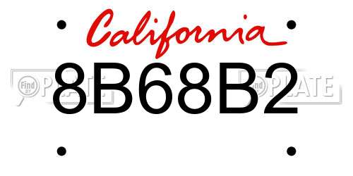 8B68B2 California License Plate