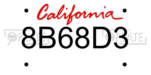 8B68D3 California License Plate