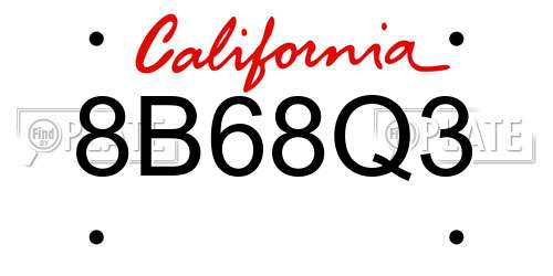 8B68Q3 California License Plate