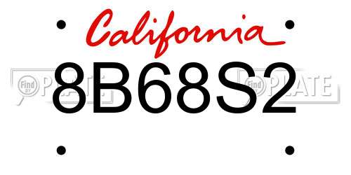 8B68S2 California License Plate