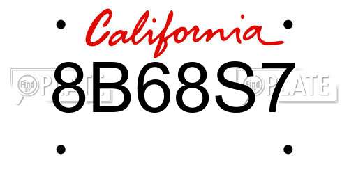 8B68S7 California License Plate