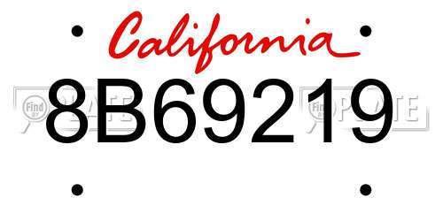 8B69219 California License Plate