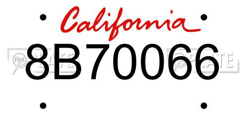 8B70066 California License Plate