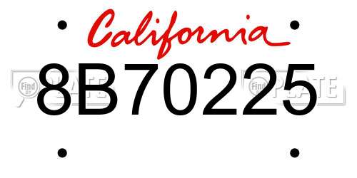 8B70225 California License Plate