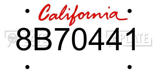 8B70441 California License Plate