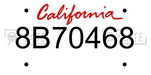 8B70468 California License Plate