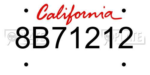 8B71212 California License Plate