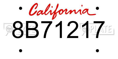 8B71217 California License Plate
