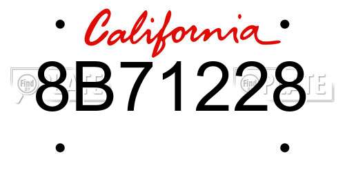 8B71228 California License Plate