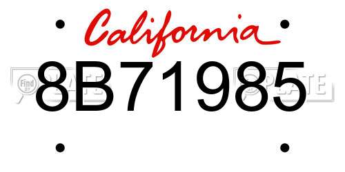 8B71985 California License Plate