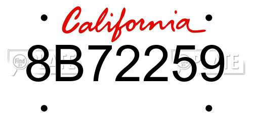 8B72259 California License Plate